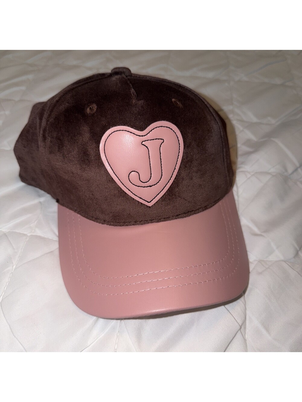 Juicy Couture Women’s velvet Brown & Pink Baseball Cap Hat NEW